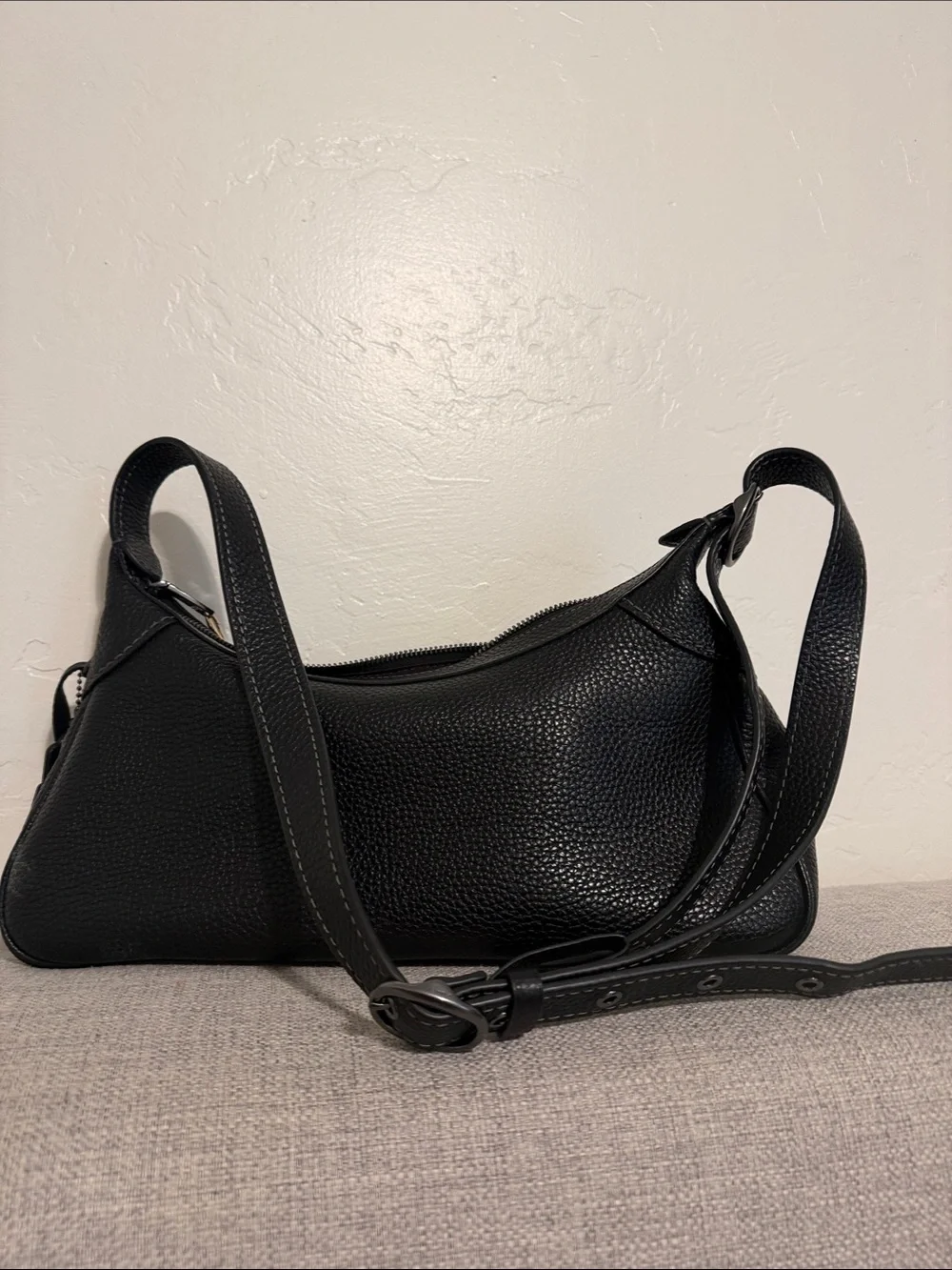 Coach Black Pebbled Leather Crescent Shoulder Bag